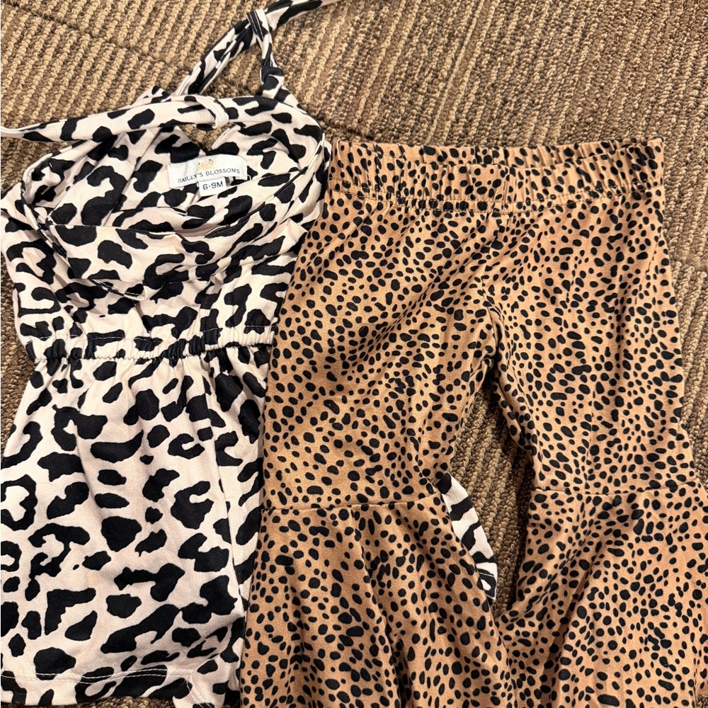 Bailey’s blossoms cheetah bell bottoms 6-9m